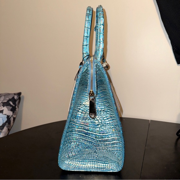 Brahmin Caroline Arctic Blue Melbourne Genuine Leather Large Satchel Purse New - Picture 4 of 16